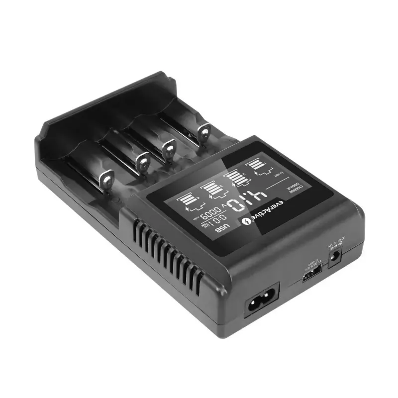 Battery charger everActive UC-4000 for AA/AAA household batteries, 4-slot, 100–240V, black