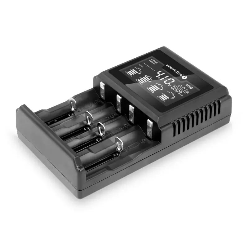 Battery charger everActive UC-4000 for AA/AAA household batteries, 4-slot, 100–240V, black