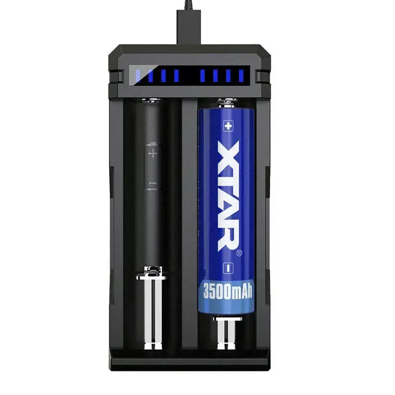 Battery charger XTAR SC2 Li-ion 18650 USB-C 2 slots, USB-C power, LED indicators, black