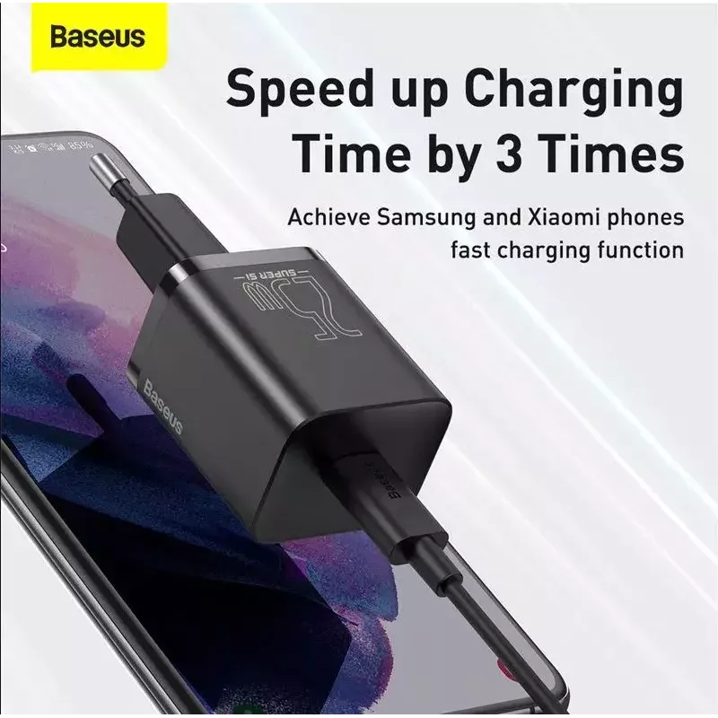 Indoor Charger Baseus TZCCSUP-L01, USB-C 1 port, 18W, 100–240V AC, 1 m cable, Black