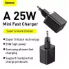Indoor Charger Baseus TZCCSUP-L01, USB-C 1 port, 18W, 100–240V AC, 1 m cable, Black