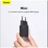Indoor Charger Baseus TZCCSUP-L01, USB-C 1 port, 18W, 100–240V AC, 1 m cable, Black