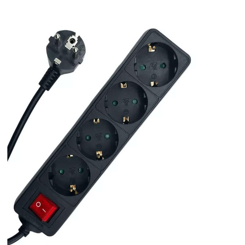 Microconnect MC-GRU0045BS power extension 5 m 4 AC outlet(s) Indoor Black