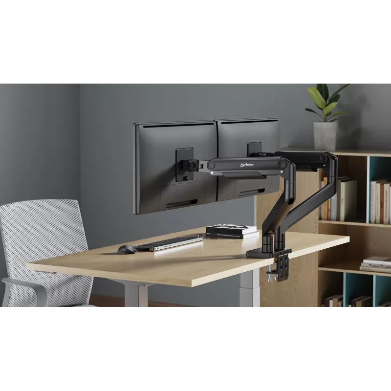Manhattan TV & Monitor Mount Desk Full Motion Spring 2 screens 13-45 Black