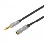 3.5mm Extension Cable Manhattan 1m Male/Female Slim Design Black/Silver