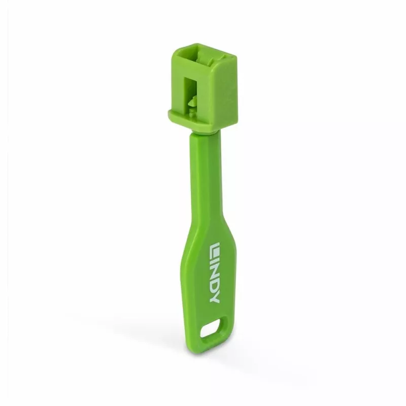 Port blocker set Lindy SFP Port Locks Green 10 pcs + 1 key, compatible with SFP, 20×74.5×5.9 mm