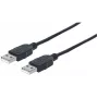 Manhattan USB-A to USB-A Cable, 1m, Male to Male, 480 Mbps (USB 2.0), Hi-Speed USB, Black, Lifetime Warranty, equivalent to USB2AA1M.