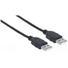 Manhattan USB-A to USB-A Cable, 1m, Male to Male, 480 Mbps (USB 2.0), Hi-Speed USB, Black, Lifetime Warranty, equivalent to USB2AA1M.