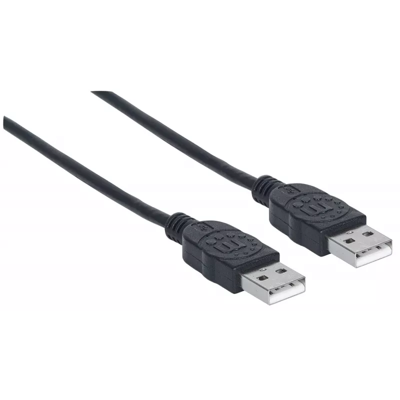 Manhattan USB-A to USB-A Cable, 1m, Male to Male, 480 Mbps (USB 2.0), Hi-Speed USB, Black, Lifetime Warranty, equivalent to USB2AA1M.