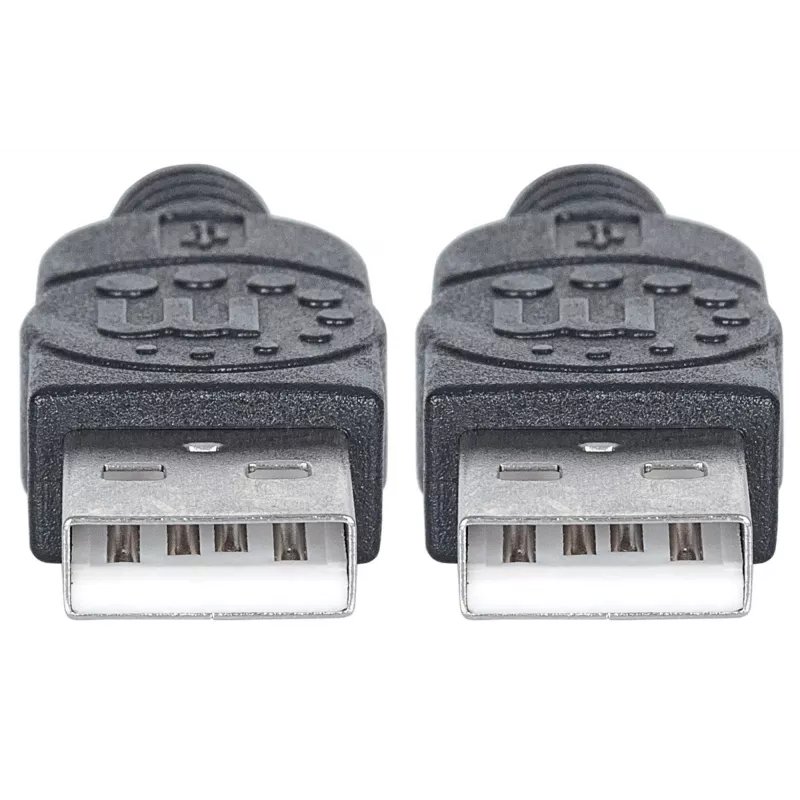 Manhattan USB-A to USB-A Cable, 1m, Male to Male, 480 Mbps (USB 2.0), Hi-Speed USB, Black, Lifetime Warranty, equivalent to USB2AA1M.