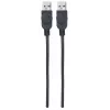 Manhattan USB-A to USB-A Cable, 1m, Male to Male, 480 Mbps (USB 2.0), Hi-Speed USB, Black, Lifetime Warranty, equivalent to USB2AA1M.