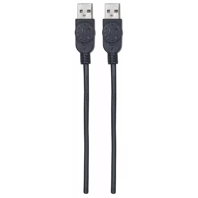 Manhattan USB-A to USB-A Cable, 1m, Male to Male, 480 Mbps (USB 2.0), Hi-Speed USB, Black, Lifetime Warranty, equivalent to USB2AA1M.