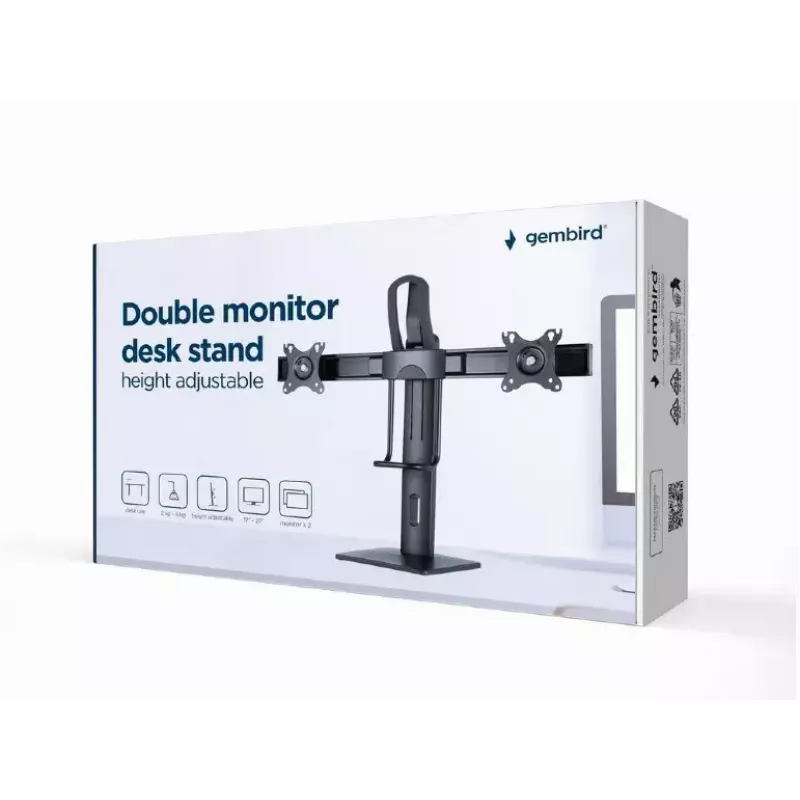 Monitor Mount Gembird MS-D2-01 27 inch Black Freestanding