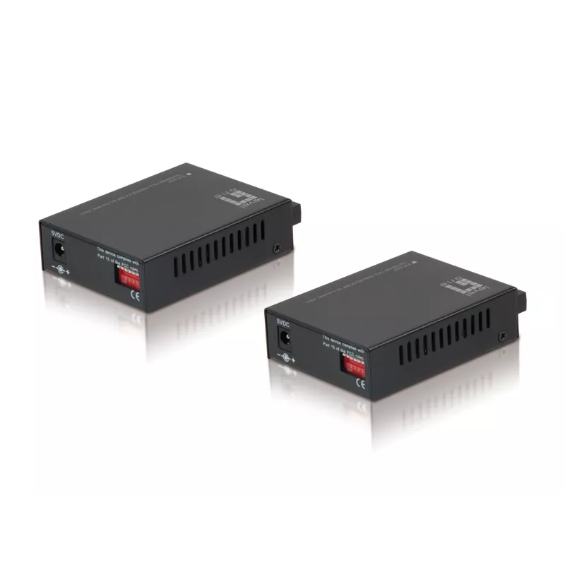 LevelOne RJ45 to SC BIDI Fast Ethernet Media Converter Set, Single-Mode Fiber, 20km