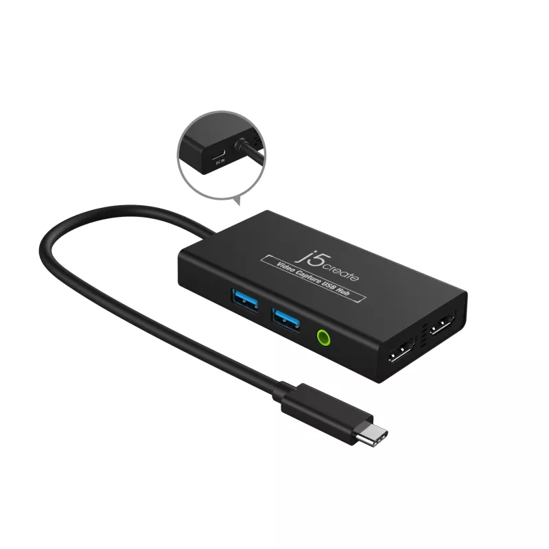 Video Capture USB Hub j5create JVA01-N 1920x1080 30Hz Black