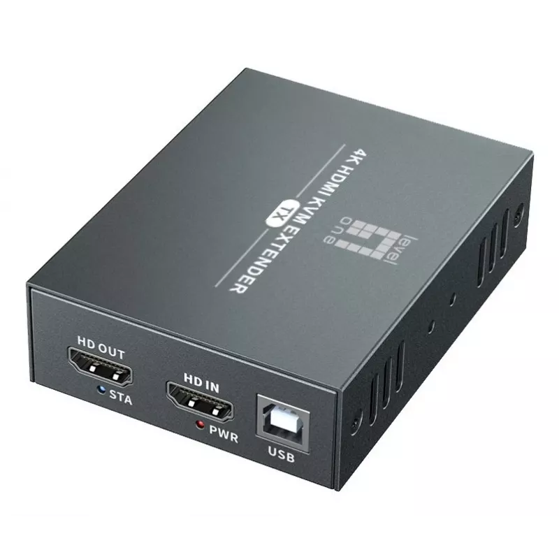 AV extender (transmitter & receiver) LEVELONE HVE-8111, 3840x2160, Cat6, USB-A/USB-B, DC 12V (2 pcs)