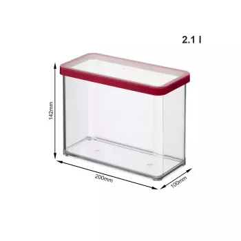 Food container rotho LOFT 2.1 L rectangular transparent 100×200×142 mm, technopolymer