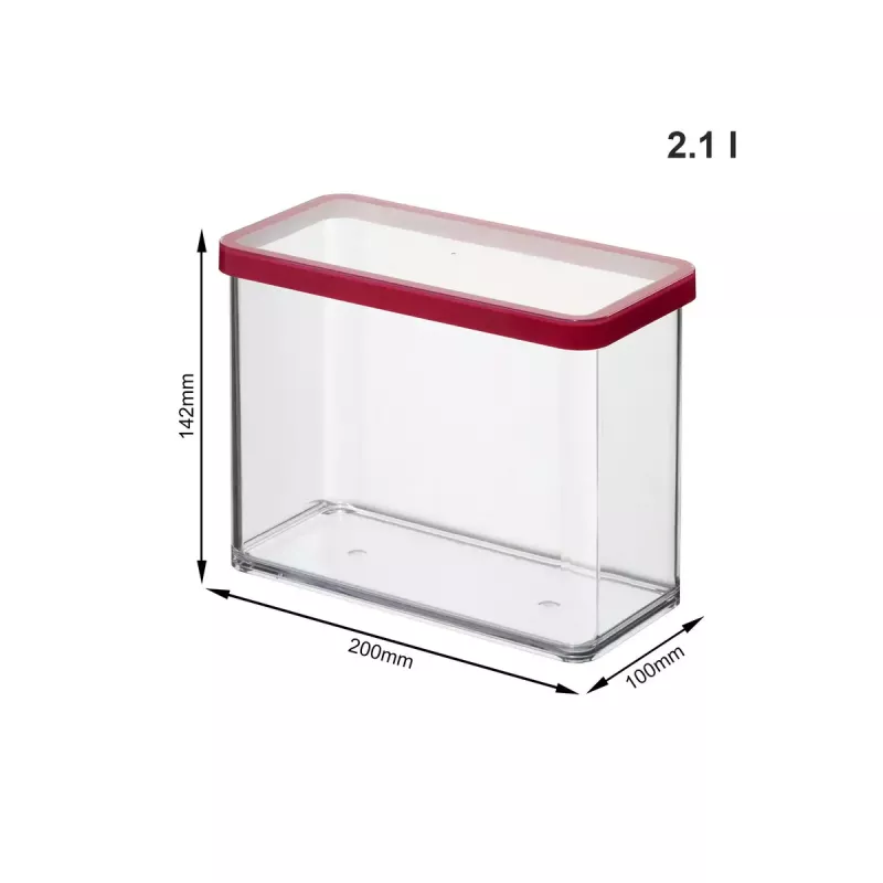 Food container rotho LOFT 2.1 L rectangular transparent 100×200×142 mm, technopolymer