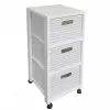 Shelf rotho Country plastic storage shelf 3-drawer, white, 71.2×32.5×37.5 cm, technopolymer, wheels