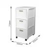 Shelf rotho Country plastic storage shelf 3-drawer, white, 71.2×32.5×37.5 cm, technopolymer, wheels