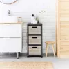 Shelf rotho Country plastic storage shelf 3-drawer, white, 71.2×32.5×37.5 cm, technopolymer, wheels