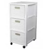 Shelf rotho Country plastic storage shelf 3-drawer, white, 71.2×32.5×37.5 cm, technopolymer, wheels