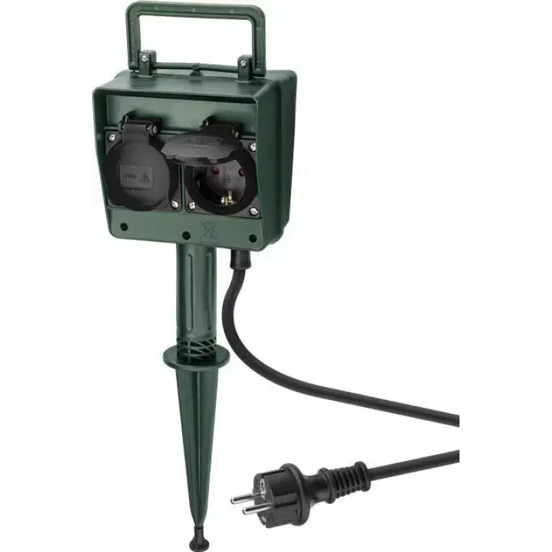 Power Extension Goobay 55943 2m 2 AC Outlets Outdoor Black Green