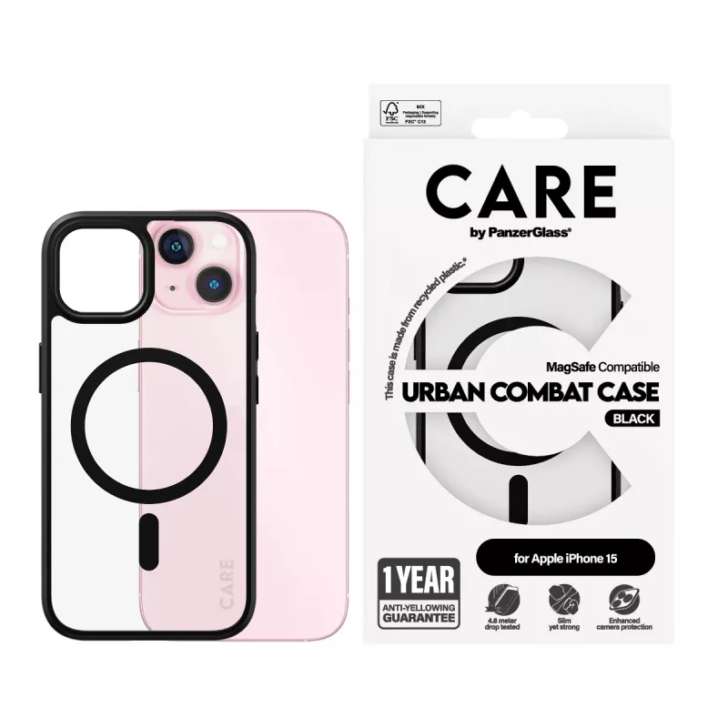 Cover PanzerGlass CARE by Flagship Case Transparent Urban Combat Black MagSafe iPhone 15
