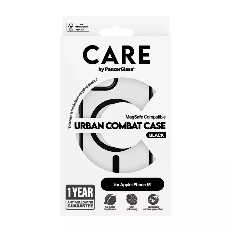 Cover PanzerGlass CARE by Flagship Case Transparent Urban Combat Black MagSafe iPhone 15