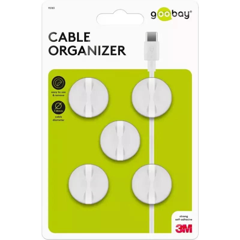 Cable holder Goobay 95183 White 5 pcs Universal