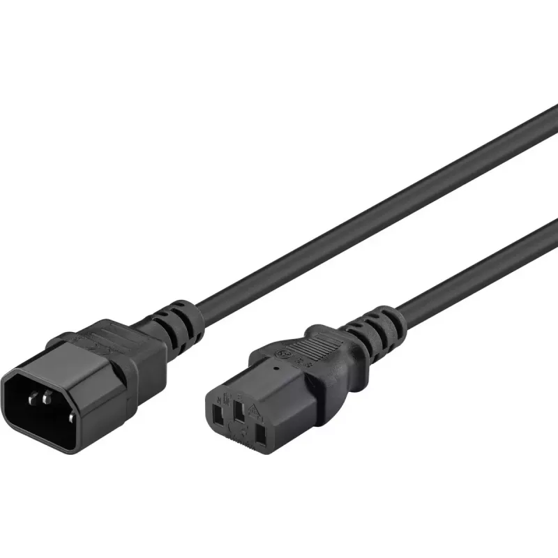 Extension Lead C13 Socket C14 Plug 0.5m Black Goobay