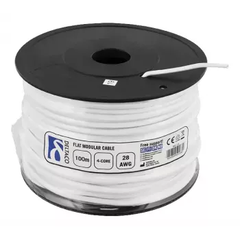 Telephone Cable Deltaco MD-14 RJ11 100m White