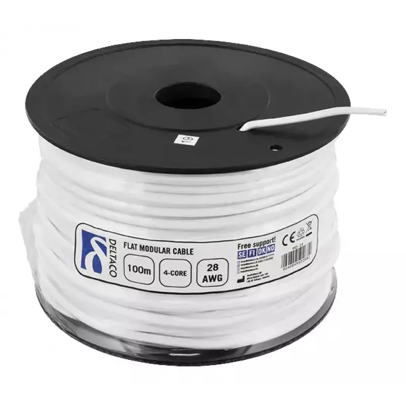 Telephone Cable Deltaco MD-14 RJ11 100m White