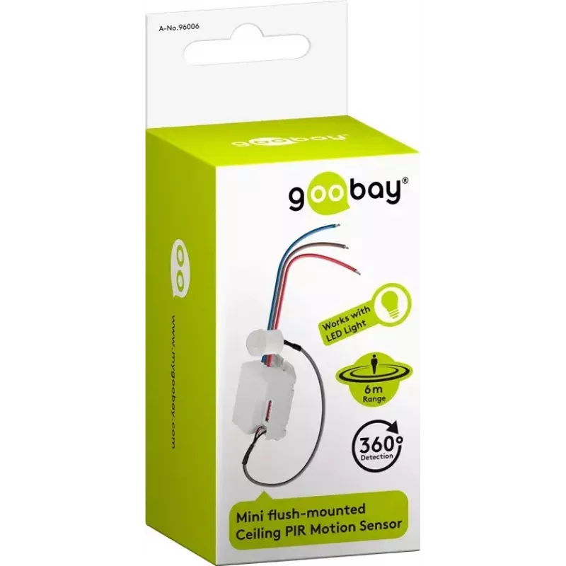 Goobay White PIR Sensor for Ceiling Mount 360 Detection 6m Range Indoor