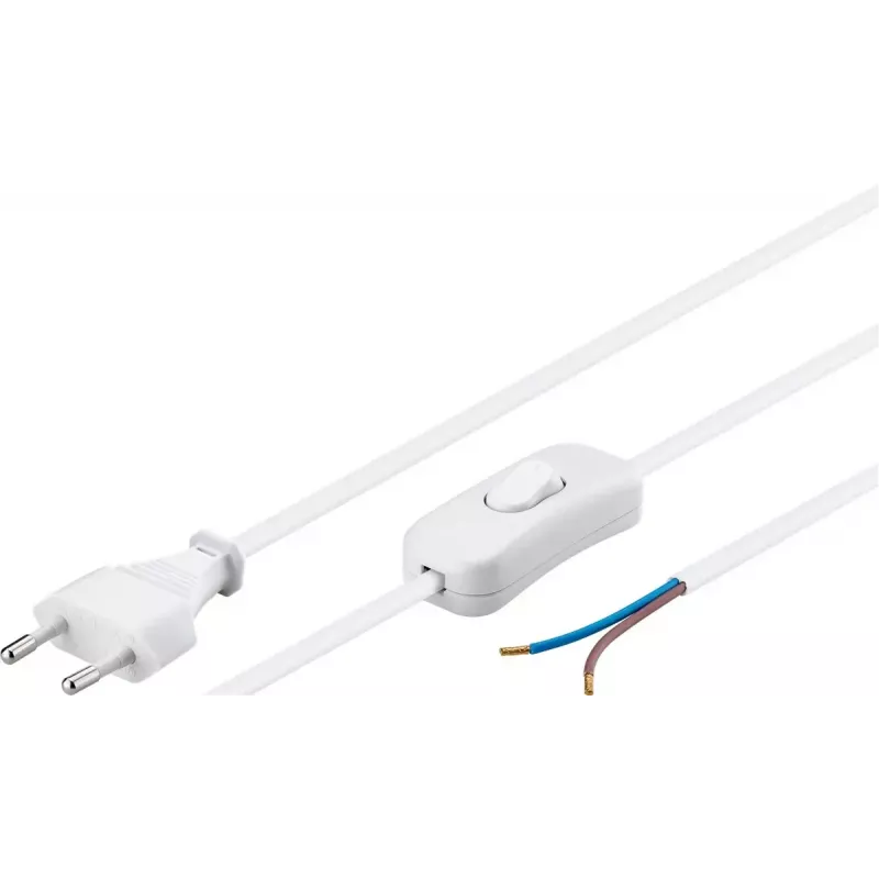 Goobay Cable with Euro Plug for Assembly - with Switch 1.5 m White