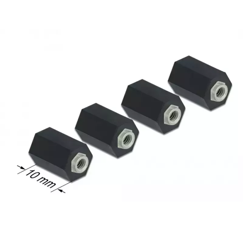 Standoff M2.5 hexagon inside 10 mm black 4 pcs DeLOCK 60243