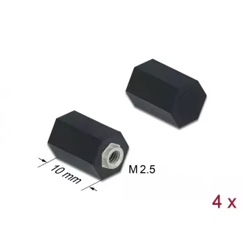 Standoff M2.5 hexagon inside 10 mm black 4 pcs DeLOCK 60243