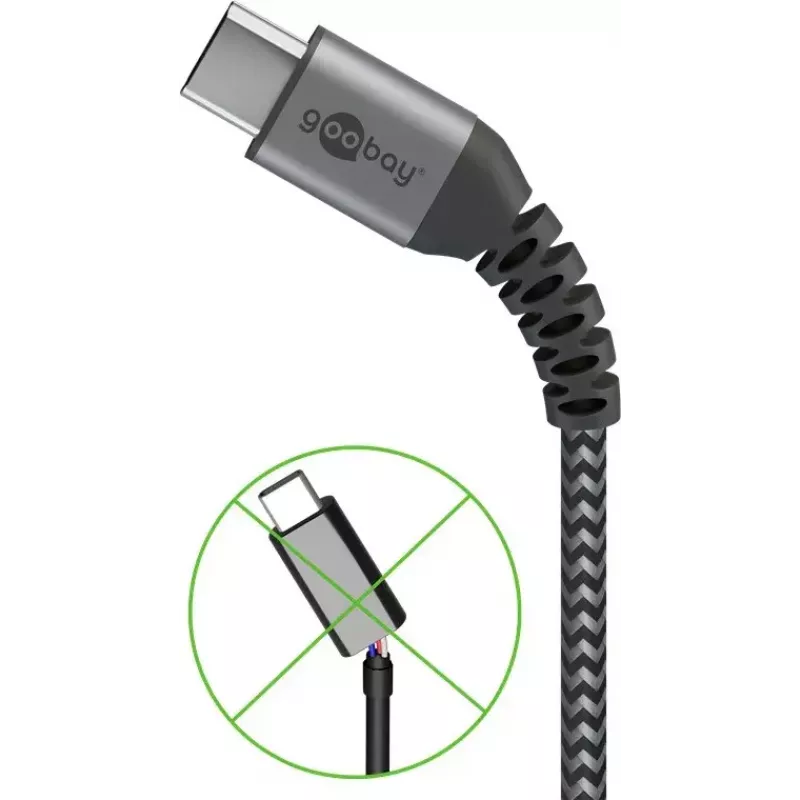 USB Cable Wentronic 49295 USB 2.0 0.5m USB C USB A Black Grey