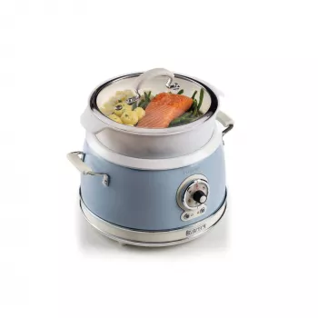 Ariete 2904 Rice Cooker - Electric Rice Cooker with ceramic bowl - Homemade Sushi - Multicooker - Vintage Line - 3.5 L - 650 W - Blue
