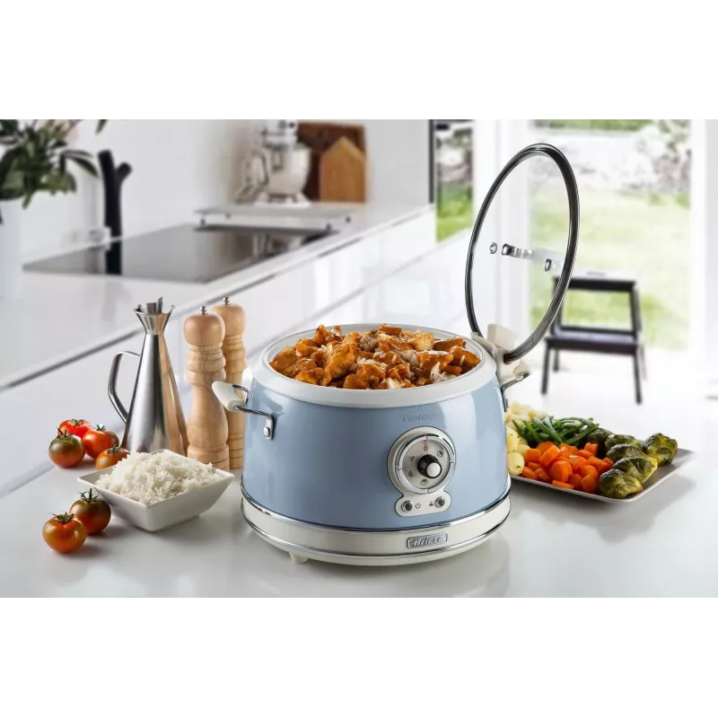 Ariete 2904 Rice Cooker - Electric Rice Cooker with ceramic bowl - Homemade Sushi - Multicooker - Vintage Line - 3.5 L - 650 W - Blue