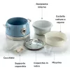 Ariete 2904 Rice Cooker - Electric Rice Cooker with ceramic bowl - Homemade Sushi - Multicooker - Vintage Line - 3.5 L - 650 W - Blue