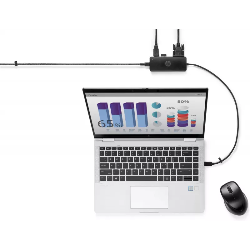 HP USB-C Travel Hub G2, Wired, USB 3.2 Gen 1 (3.1 Gen 1) Type-C, Black, China, Windows 10, 107 mm