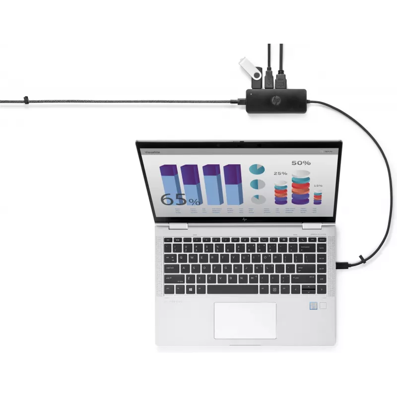 HP USB-C Travel Hub G2, Wired, USB 3.2 Gen 1 (3.1 Gen 1) Type-C, Black, China, Windows 10, 107 mm