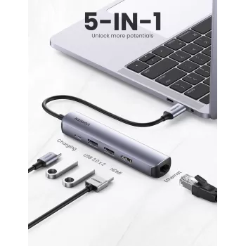 Ugreen 10919 laptop dock/port replicator Wired USB 3.2 Gen 1 (3.1 Gen 1) Type-C Grey