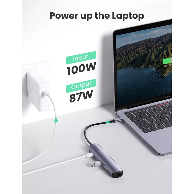 Ugreen 10919 laptop dock/port replicator Wired USB 3.2 Gen 1 (3.1 Gen 1) Type-C Grey