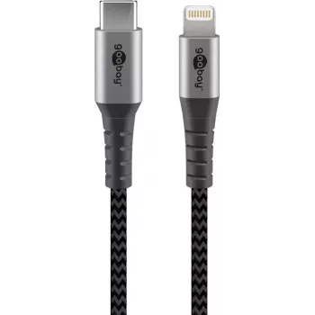 Goobay Lightning Cable 1m USB C to Lightning Black Grey 49271