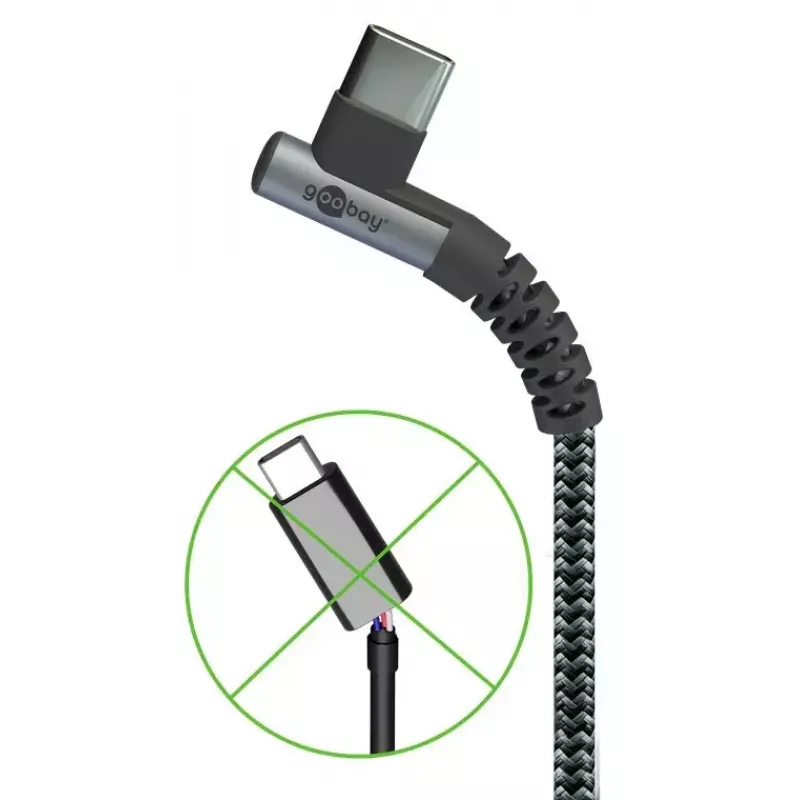 Goobay USB Cable USB 2.0 2m USB C Black Grey