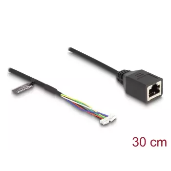 Network Cable DeLOCK 88007 RJ45 to 4pin 6pin Cat5e 0.3m Black