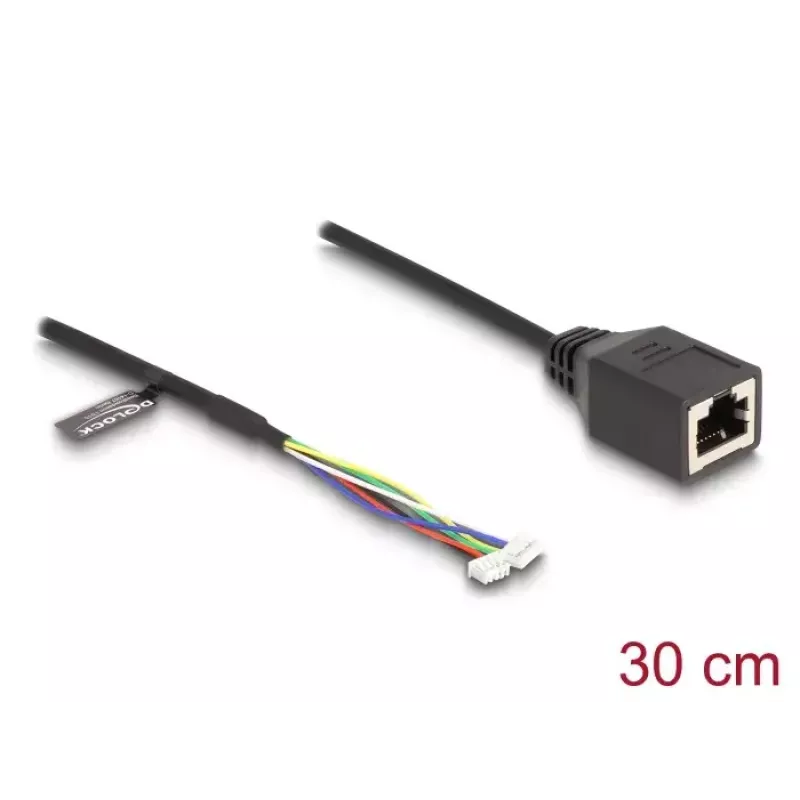 Network Cable DeLOCK 88007 RJ45 to 4pin 6pin Cat5e 0.3m Black