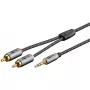 Audio cable WENTRONIC Goobay 65290 — 3.5mm male to 2×RCA male, 5 m, copper, gold-plated, magnetically shielded